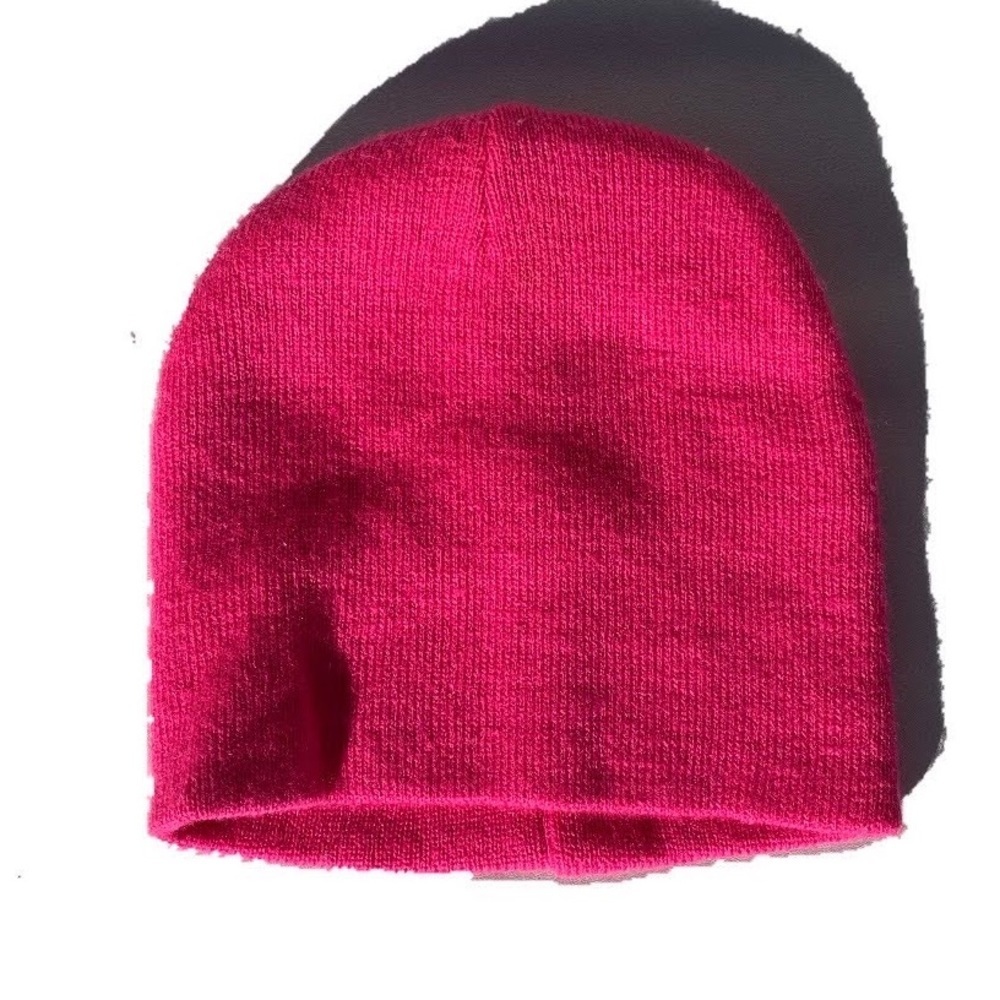Unisex beanie OS hot pink single layer slouch knitted skull cap beanie